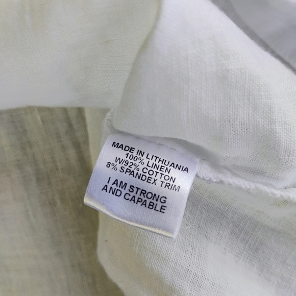 FLAX 100% Linen White Relaxed Fit Top Short Sleeve Summer Travel Size Large - Picture 9 of 14